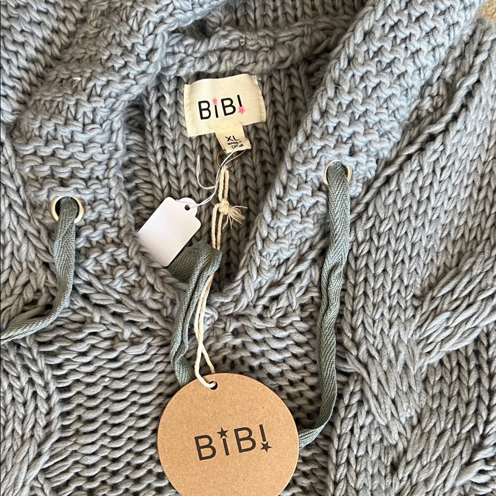BiBi Gray chunky Cable-Knit Hooded Sweater - XL - Picture 3 of 3